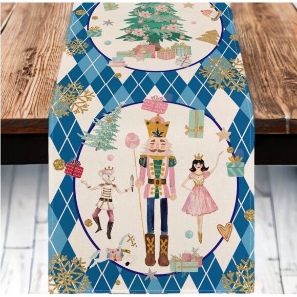 Nutcracker Table Runner Christmas Decor Holiday Xmas Decoration Blue Cloth 13x72 - Picture 8 of 8
